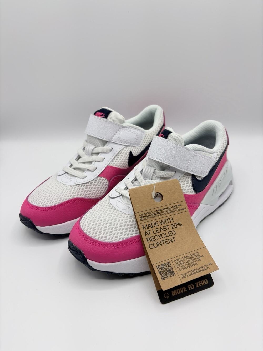 Nike Air Max Systm PS Boys Sneakers White Pink Black Size 3Y Low Top NWT